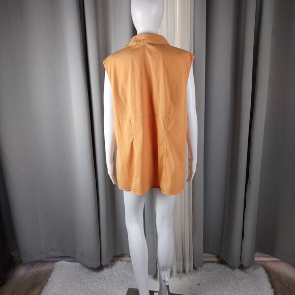 Apostrophe Women’s Orange, Button Up, Sleeveless, Lightweight Blouse Size 16W - Picture 4 of 11